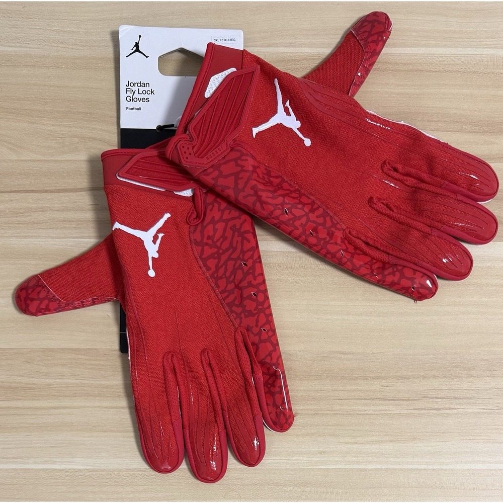 Air Jordan Fly Lock Football Gloves Red Cement FJ8558-623 Men Size XXXL NEW